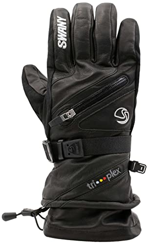 Swany Women's X-Cell 2.1 Sports Moisture-Wicking Warm Flexible Leather Winter Gloves, Black, Medium
