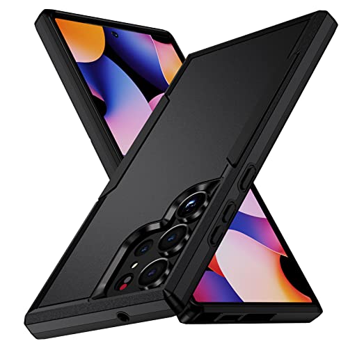 Vinve for Samsung Galaxy S23 Ultra Case, [10 FT Military Grade Drop Protection] Shockproof Hybrid Rugged Bumper Protective Case for Galaxy S23 Ultra (Black)