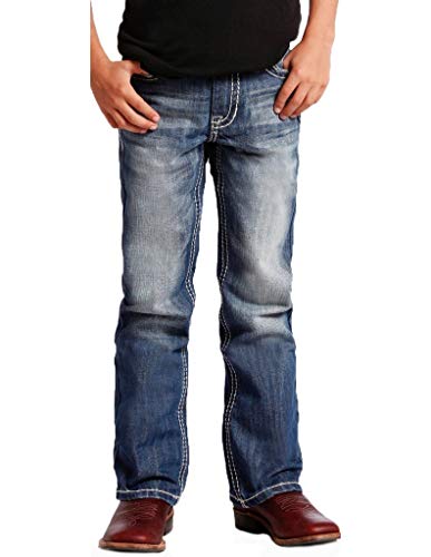 Rock & Roll Denim - Boy's Regular Fit BB Gun Bootcut Western Jeans - Medium Vintage Wash, Size 16