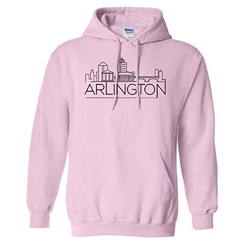 TeesAndTankYou Skyline Arlington Virginia Hoodie Sweatshirt Unisex Large Pink