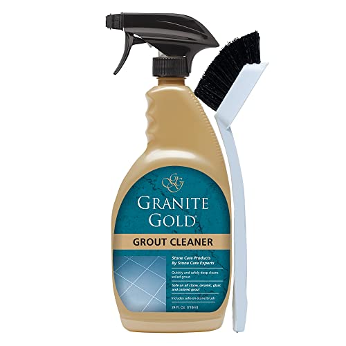 Granite Gold Grout Cleaner Spray with Brush for Stone, Ceramic, Glass & Colored Grout, 24 Ounce
