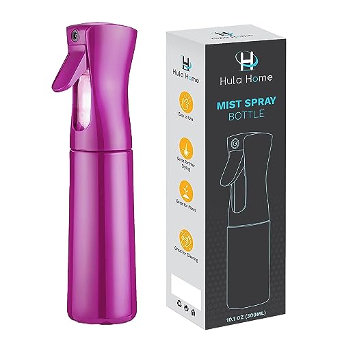 Hula Home Continuous Spray Bottle (10.1oz/300ml) Empty Ultra Fine Plastic Water Mist Sprayer – For Hairstyling, Cleaning, Salons, Plants, Essential Oil Scents & More - Light Purple
