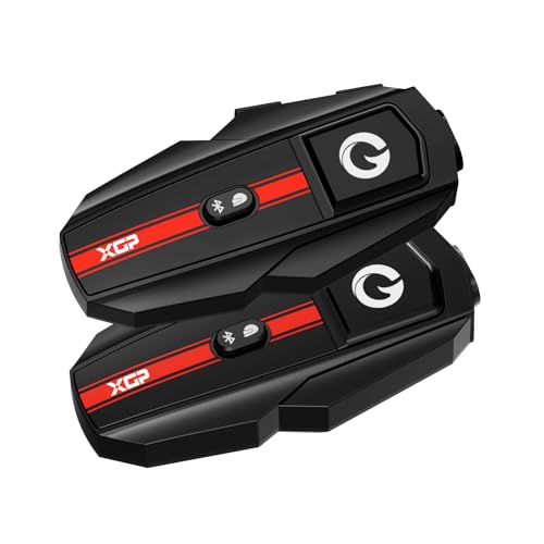 XGP Motorcycle Bluetooth Headset V5.2 with Music Sharing, 2-Way Motorcycle Helmet Bluetooth with IP67 Waterproof, Helmet Intercom Communication Systems with Hi-FI Speakers for Snowmobile/ATV, 2 Pack