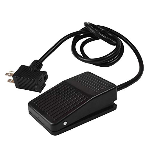 Foot Switch, Foot Operated Pedal Controller Power Switch Woodworking Machine Control, 5-ft Cable with Piggyback Plug, Deadman Style