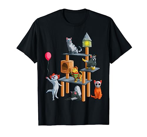 Funny Cat Horror Movies Cute Halloween for Cat Kitty Lovers T-Shirt