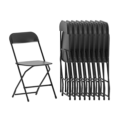 Flash Furniture Hercules Series Plastic Folding Chair - Black - 10 Pack 650LB Weight Capacity Comfortable Event Chair-Lightweight