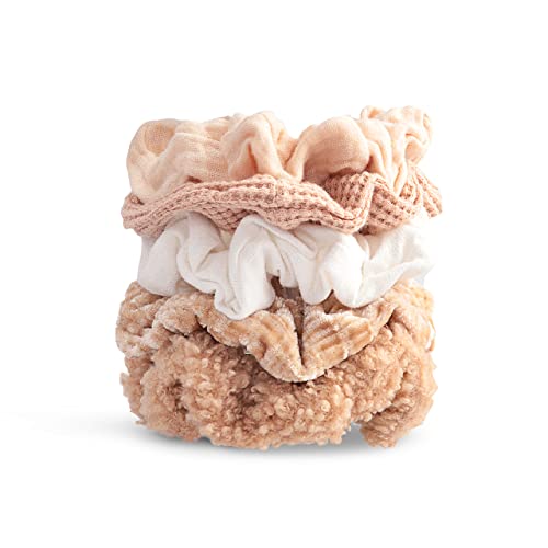 Kitsch Scrunchies for Women's Hair - Textured & Soft Hair Scrunchies | Large Hair Ties for Women | Hair Tie Scrunchies for Girls | Scrunchie | Hair Bands & Ponytail Holders, 5pc (Textured Sand)