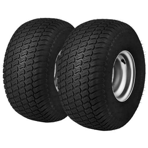 VEVOR Lawn Mower Tires with Rim, 20x8-8' Tubeless Tractor Tires, 2-Pack Tire and Wheel Assembly, S-Turf Pneumatic Tires with 3.5' Offset Hub and 3/4' Bushing Size, for Riding Mowers Lawn Tractors