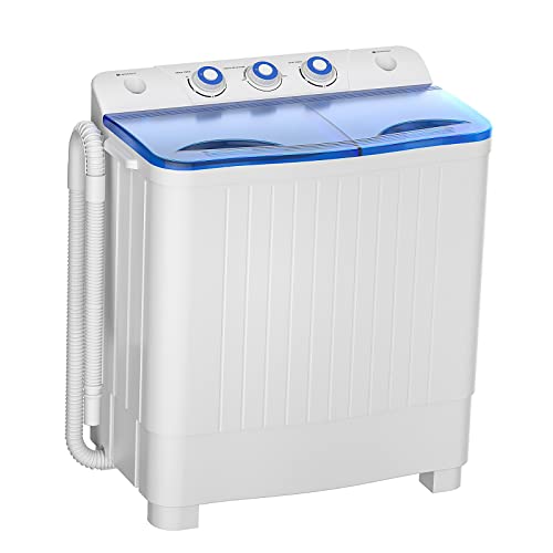 Auertech Portable Washing Machine, 20lbs Twin Tub Washer Mini Compact Laundry Machine with Drain Pump, Semi-automatic 12lbs Washer 8lbs Spinner Combo for Dorms, Apartments, RVs