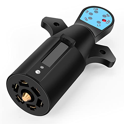 Nilight 7 Way Blade Trailer Connector Tester with Red LEDs Indicators Heavy Duty 7 Pin Trailer Light Wire Circuit Tester Trailer Hitch Wiring Tester, 2 Years Warranty
