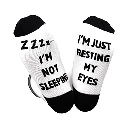 I'm Not Sleeping I'm Just Resting My Eyes Socks Funny Dad Gifts Novelty Crew Socks Birthday Gifts for Best Dad Grandpa