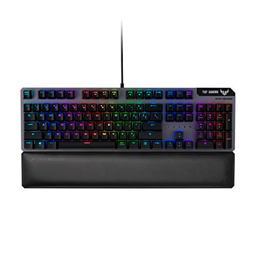 ASUS Optical-Mechanical Compact Gaming Keyboard - RA03 TUF K7 PC Gaming Keyboard, Tactile Switches, 25X Faster, Magnetic Wrist Rest, IP56 Waterproof Standard