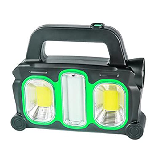 Solar Handheld Flashlight with USB Cable - Rechargeable Multifunction LED Searchlight, Waterproof Portable Spotlight for Fishing Outdoor Camping Emergencies/52 ( Color : Green , Size : Free Size )