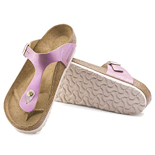 Birkenstock Women's Gizeh Limited Edition Leather Regular Fit Sandals, Washed Metallic Pink, 37