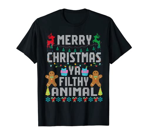 Merry Christmas Animal Filthy Ya Ugly Sweater PJs Matching T-Shirt