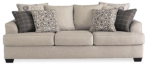 Signature Design by Ashley Velletri Chenille Stylish Sofa with 4 Accent Pillows, Beige
