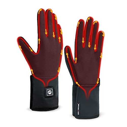MOUNT TEC Light Weight Stretch Heating Glove Liners Heated Gloves for Men & Women Hand Warmer for Winter Sports Dog Walking Biking Riding Skiing Cycling Hunting Snowboarding (Black, M/L)