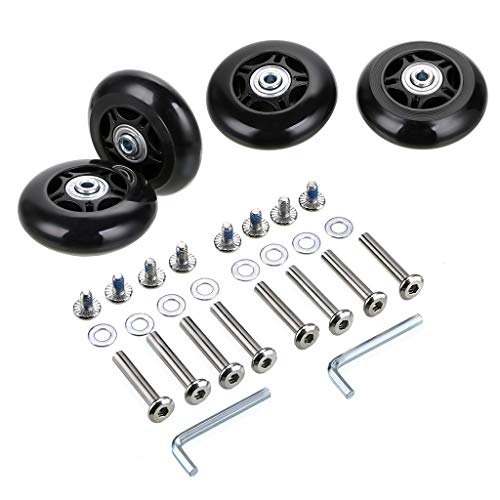 OwnMy 70mm x 24mm Luggage Suitcase Replacement Wheels, Rubber Swivel Caster Wheels Bearings Repair Kits, A Set of 4