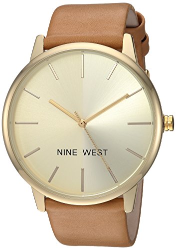 Nine West Women's Gold-Tone and Caramel Colored Strap Watch