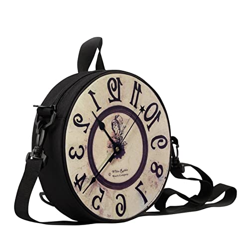 Sannovo Halloween Women's Clock Print Round Clock Purse Women's Shoulder Handbags with Zippered Soft Durable Crossbody Bag for Outdoor, Gift for Mom