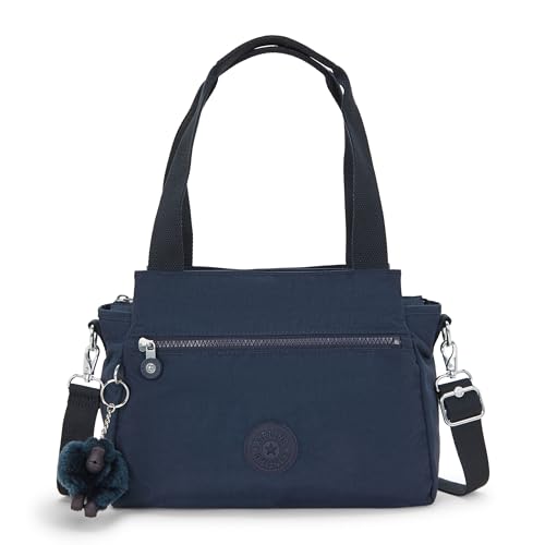 Kipling womens WomenÂ’s Elysia Bag, Lightweight, Multi-compartment Magnetic Snap Pockets, Nylon Shoulder Crossbody Bag, Blue Bleu, 11.5 L x 9 H 5 D US