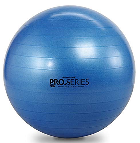 THERABAND Exercise Ball, Professional Series Stability Ball with 75 cm Diameter for Athletes 6'2' to 6'8' Tall, Slow Deflate Fitness Ball for Improved Posture, Balance, Yoga, Pilates, Core, Blue
