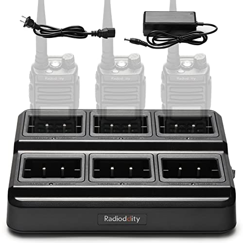 Radioddity GM-30 GMRS Handheld Radio Six-Way Charger Multi-Unit Charger Station, Compatible for BL-13UV Battery, Use for TD-H5 P15UV UV-88 RT-85 GM-15 MU-5, 1 Set