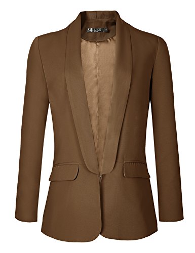 Urban CoCo Women's Office Blazer Jacket Open Front (2XL, Camel)