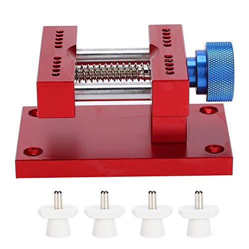 Adjustable Watch Case Holder, Metal Wristwatch Repairing Open Case Holder Watch Strap Remover Base Movement Repair Tool Watchmaker Tool (Red)
