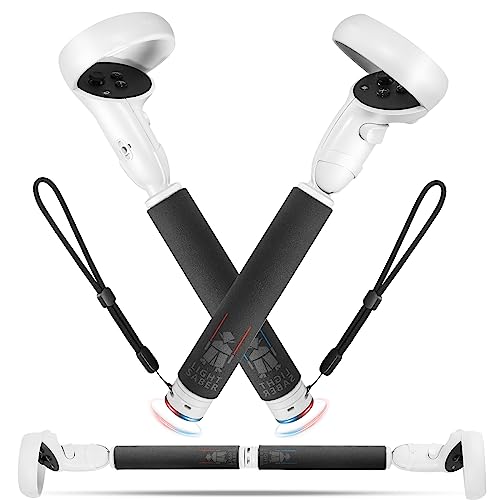 HiBloks Handle Attachments for Meta/Oculus Quest 2 Accessories, 2 in 1 Controllers Extension Grips Compatible with Meta Quest 2 Beat Saber, Gorilla Tag Long Arms, VR Golf Club, and More VR Game