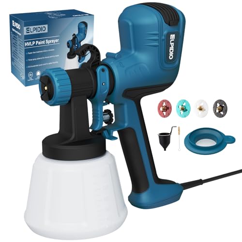 ELPIDIO Paint Sprayer, 700W HVLP Electric Spray Paint Gun, with Cleaning & Blowing Joints 4 Copper Nozzles and 3 Patterns Paint Sprayers for Home Furniture, Walls, Cabinets, Fence, Door etc. EP62