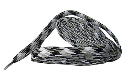 GREATLACES extremeMAX HOCKEY SKATE tube style Boot Laces Shoelaces 10mm Extra thick Durable FLAT - 2 Pair Pack (140 Inch 356 cm, White Grey Black)