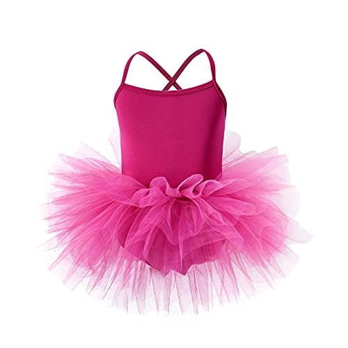 Toddler Girls Ballet Skirted Leotards Strap Tutu Dance Dress Party Costumes Rosy 3-4T