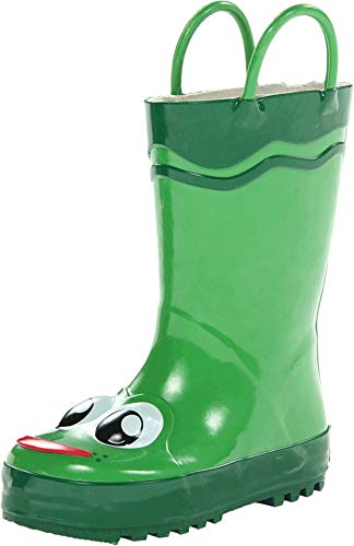 Western Chief Boys Waterproof Printed Rain Boot with Easy Pull On Handles, Fritz The Frog, 8 M US Toddler