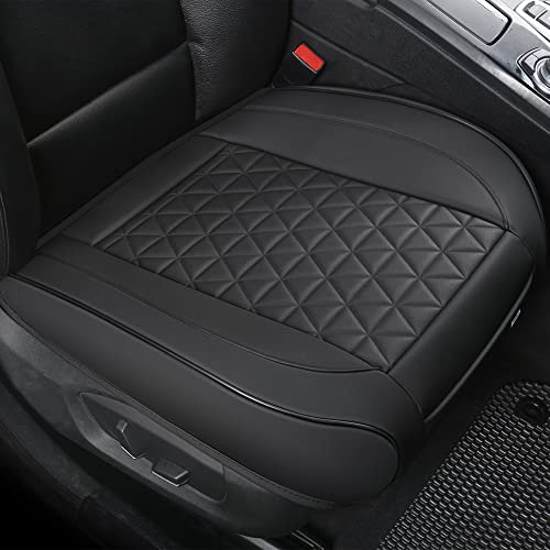 Black Panther 1 Pair Luxury Faux Leather Car Seat Covers Front Bottom Seat Cushion Covers, Anti-Slip and Wrap Around The Bottom, Fit 95% of Vehicles - Black