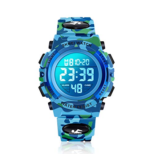 Dodosky Boy Toys Age 5-15, LED 50M Waterproof Digital Sport Watches for Kids Birthday Presents Gifts for 5-15 Year Old Boys - Navy Camouflage