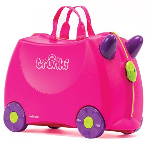 Trunki Ride-On Kids Suitcase | Tow-Along Toddler Luggage | Carry-On Cute Bag with Wheels | Kids Luggage and Airplane Travel Essentials: Trixie Girl Pink