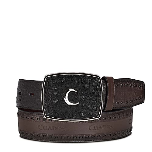 Cuadra Men's Cowboy Belt in Genuine Ostrich Leather Black, CV397A1, Size 34