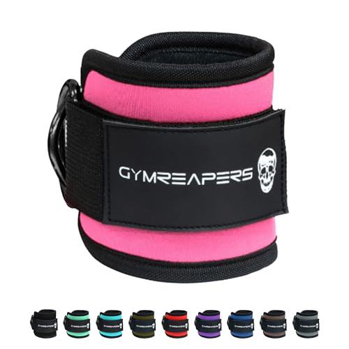 Gymreapers Ankle Straps (Pair) For Cable Machine Kickbacks, Glute Workouts, Lower Body Exercises - Adjustable Leg Straps with Neoprene Padding (Pink, Pair)