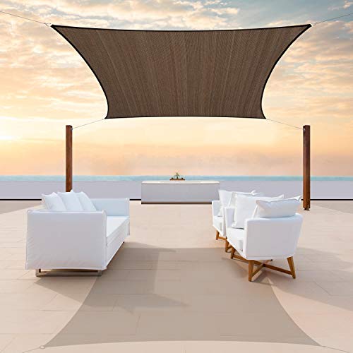 ColourTree 12' x 12' Brown Square Sun Shade Sail Canopy Awning Shelter Fabric Cloth Screen - UV Block UV Resistant Heavy Duty Commercial Grade - Outdoor Patio Carport - (We Make Custom Size)