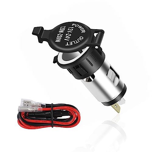 Car Cigarette Lighter Socket - 12V Cigarette Lighter Socket with Waterproof Cover & Extension Cable - Universal Car Accessories Lighter Power Outlet Socket for Car Truck SUV Motorcycle