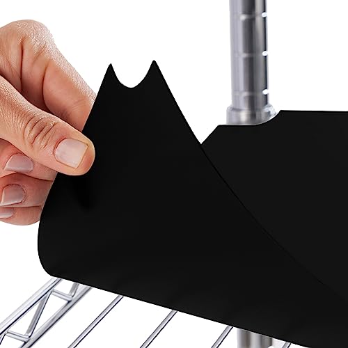 Gorilla Grip Wire Shelf Liner, Set of 4 Heavy Duty Waterproof Shelving Liners for Metal Rack, Hard Plastic Shelves Prevent Spills, Closet, Garage, Kitchen, Cabinets, Durable Mat Covers, 36 x 14 Black
