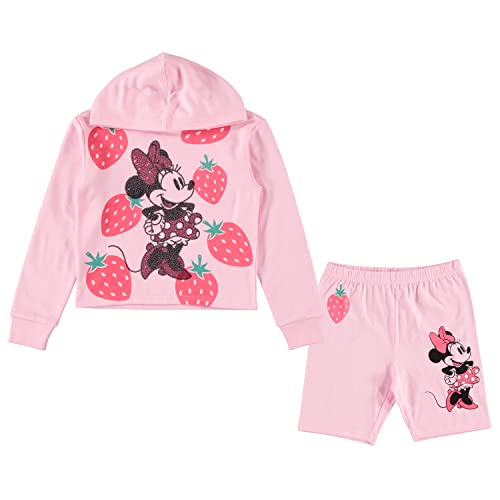 Disney Minnie Mouse Skimmer Hoodie and Biker Shorts- Sizes 4-16 Light Pink