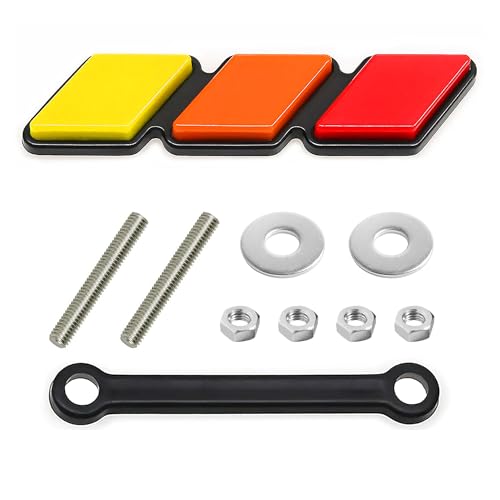 OXILAM Tri-color Grille Badge Emblem Decoration Accessories Car Truck Label Fit for Tacoma 4Runner Tundra Sequoia Rav4 Highlander (Yellow, Orange, Red)