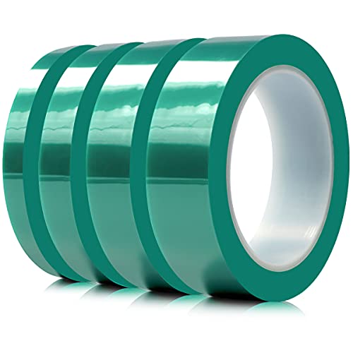 MYJOR Powder Coating Tape, Polyester PET Tape, Powder Coating kit, Silicone Adhesive, Used for Powder Coating, Cover Protection, 1/4', 1/2', 3/4', 1', 4 Rolls (36 Yards/roll…