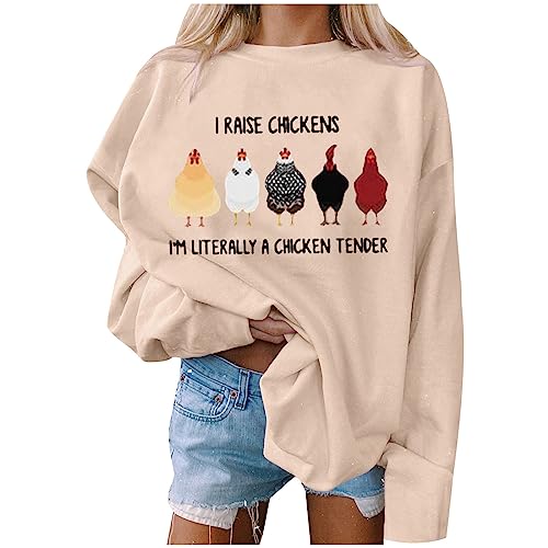 JUSLIO My Account Funny Graphic Tunic Tops for Women Round Neck Sweatshirts Pullover Long Sleeve Fall T-shirts Blouse Teen Girls Khaki