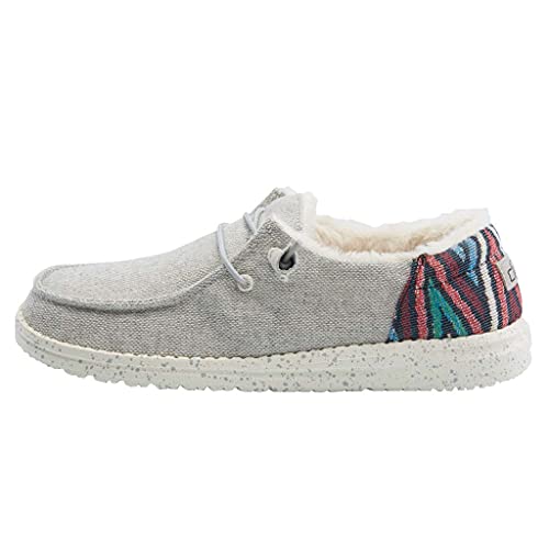 Hey Dude Womens Shoes Funk Wool Grey Size 6 - Lace Up Loafers - Comfortable & Light-Weight, Wendy