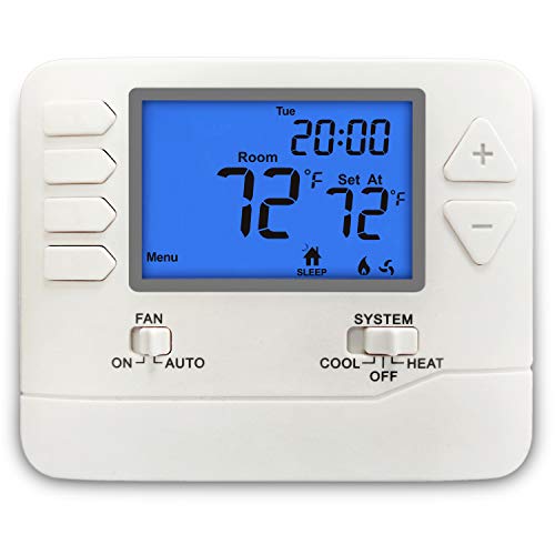 ELECTECK 5-1-1 Day Programmable Digital Thermostat for Home, up to 1 Heat/1 Cool with Large LCD Display, Compatible with Single Stage Electrical and Gas System, White