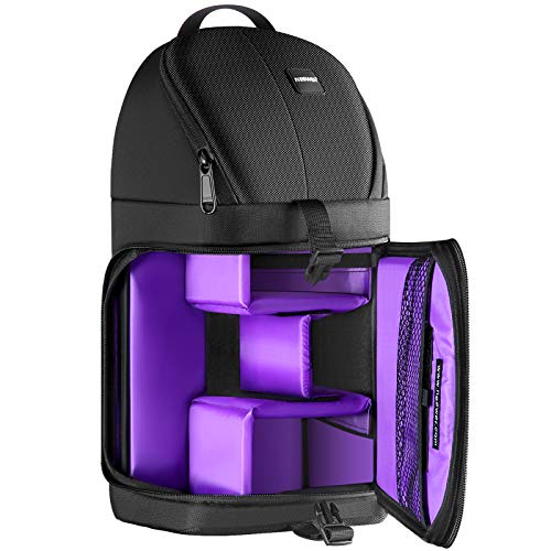 Neewer Professional Camera Storage Bag Sling Carrying Case Black Waterproof and Tear Resistant for DSLR Camera, Lens and Accessories (Purple Interior)