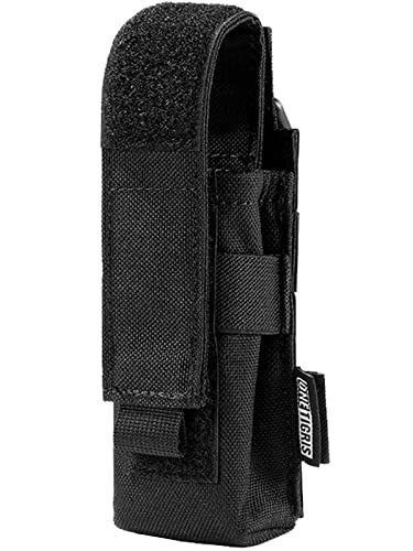 OneTigris Flashlight Pouch Holster Tactical Molle 1000D Cordura Nylon Flashlight Pouch Holder (Black)
